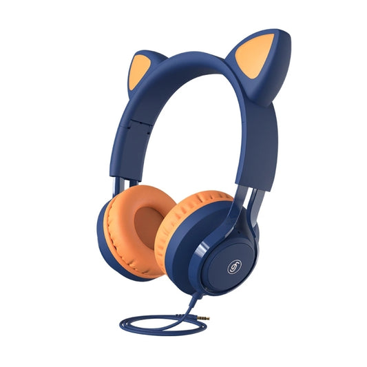 EP08 Cute Cat Ear Child Music Stereo Wired Headset with Mic(Blue) - Headset & Headphone by PMC Jewellery | Online Shopping South Africa | PMC Jewellery