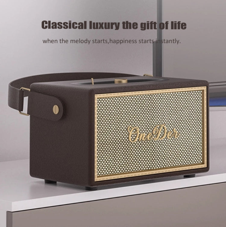 Oneder D6 40W Retro Classic Wooden Portable Outdoor Bluetooth Speaker(Brown) - Desktop Speaker by OneDer | Online Shopping South Africa | PMC Jewellery | Buy Now Pay Later Mobicred