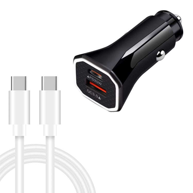 TE-P22 38W PD USB-C / Type-C + QC3. 0 USB Car Charger with 1m USB-C / Type-C to USB-C / Type-C Data Cable(Black) - Car Charger by PMC TechLife | Online Shopping South Africa | PMC TechLife
