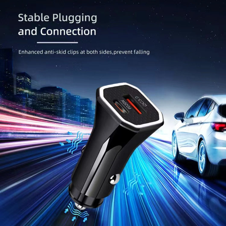TE-P22 38W PD USB-C / Type-C + QC3. 0 USB Car Charger with 1m USB-C / Type-C to USB-C / Type-C Data Cable(Black) - Car Charger by PMC TechLife | Online Shopping South Africa | PMC TechLife