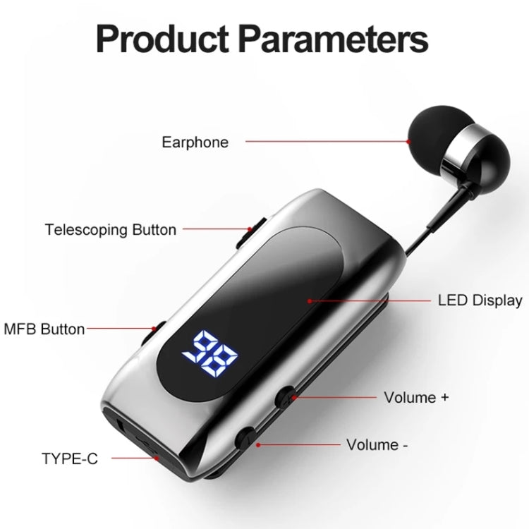 K55 Retractable Cable BT5.2 Smart In-ear Single Sports Earphone(Gold) - Sport Earphone by PMC TechLife | Online Shopping South Africa | PMC TechLife