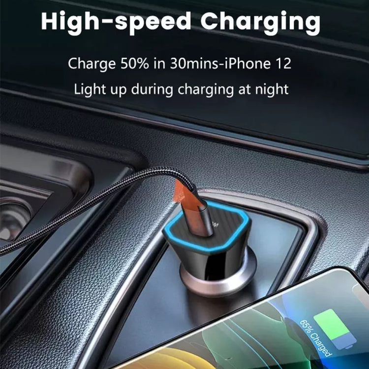 TE-P2 PD20W USB-C / Type-C Car Charger with Type-C to Type-C Data Cable(White) - Car Charger by PMC TechLife | Online Shopping South Africa | PMC TechLife