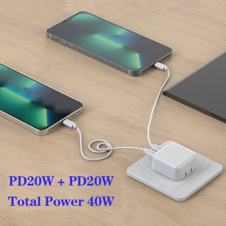 SDC-40W Dual PD USB-C / Type-C Ports Charger with 1.5m Type-C to 8 Pin Cable, AU Plug - USB Charger by PMC Jewellery | Online Shopping South Africa | PMC Jewellery