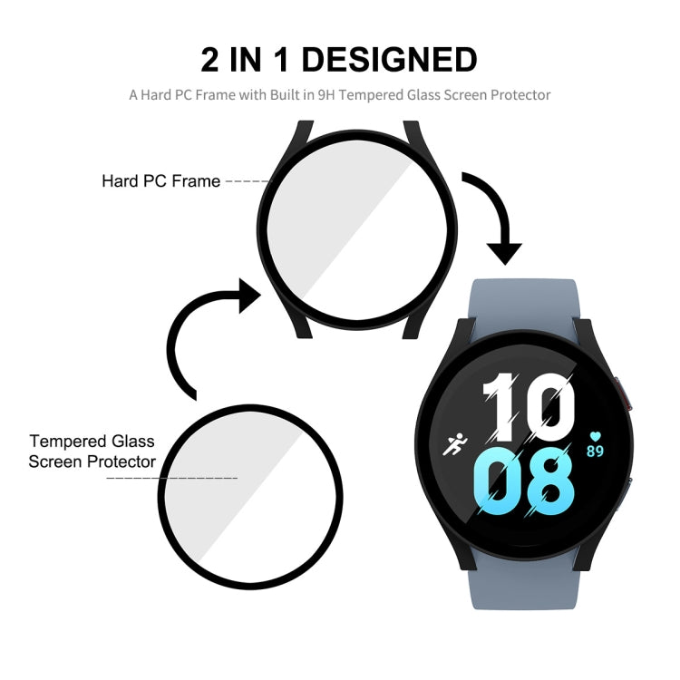 For Samsung Galaxy Watch5 40mm ENKAY Hat-Prince Full Coverage PC Frame + 9H Tempered Glass Case(White) - Watch Cases by ENKAY | Online Shopping South Africa | PMC Jewellery | Buy Now Pay Later Mobicred