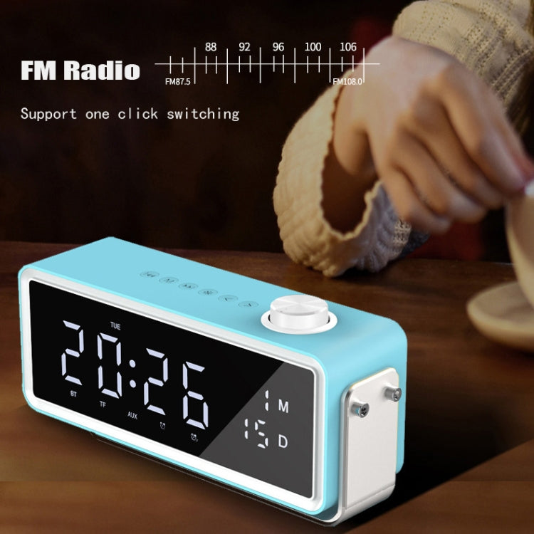 AEC K5 Mirror Alarm Clock Bluetooth Speakers with LED Light Support TF / FM(Blue) - Desktop Speaker by AEC | Online Shopping South Africa | PMC Jewellery | Buy Now Pay Later Mobicred