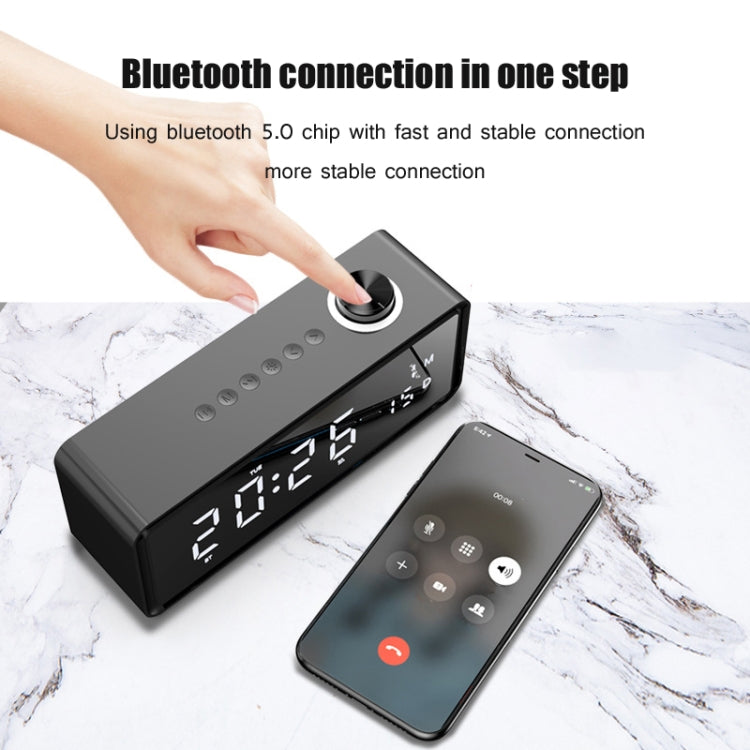 AEC K5 Mirror Alarm Clock Bluetooth Speakers with LED Light Support TF / FM(Blue) - Desktop Speaker by AEC | Online Shopping South Africa | PMC Jewellery | Buy Now Pay Later Mobicred