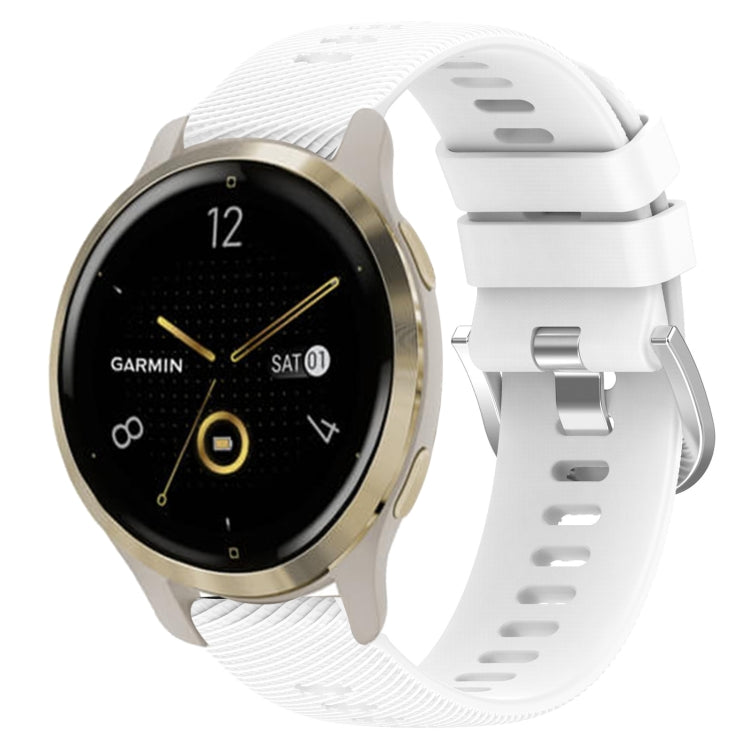 Compatible with Garmin Venu 2S 18mm Solid Color Silicone Watch Band(White) - Watch Bands by PMC TechLife | Online Shopping South Africa | PMC TechLife | Buy Now Pay Later Mobicred