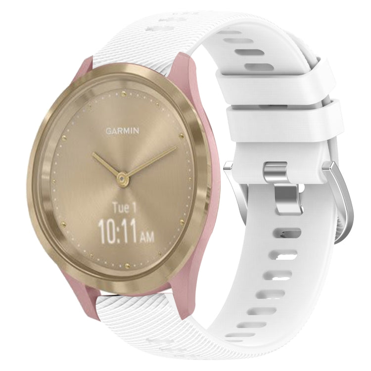 Compatible with Garmin Vivomove 3S 18mm Solid Color Silicone Watch Band(White) - Watch Bands by PMC TechLife | Online Shopping South Africa | PMC TechLife | Buy Now Pay Later Mobicred