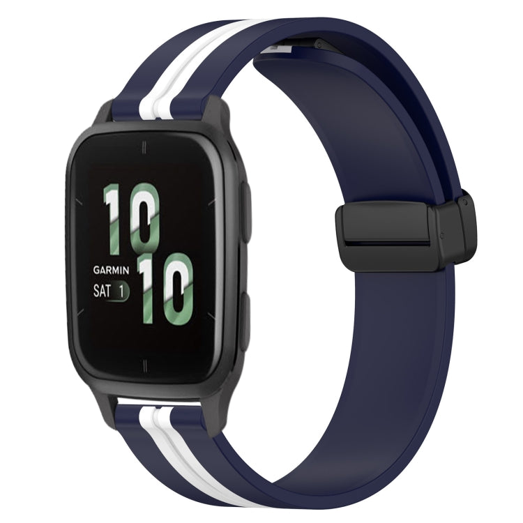 Compatible with Garmin Compatible witherunner Sq2 20mm Folding Magnetic Clasp Silicone Watch Band(Midnight Blue + White) - free shipping - PMC TechLife - Order now!