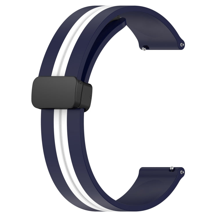 For Amazfit GTS 4 20mm Folding Magnetic Clasp Silicone Watch Band(Midnight Blue + White) - free shipping - PMC TechLife - Order now!