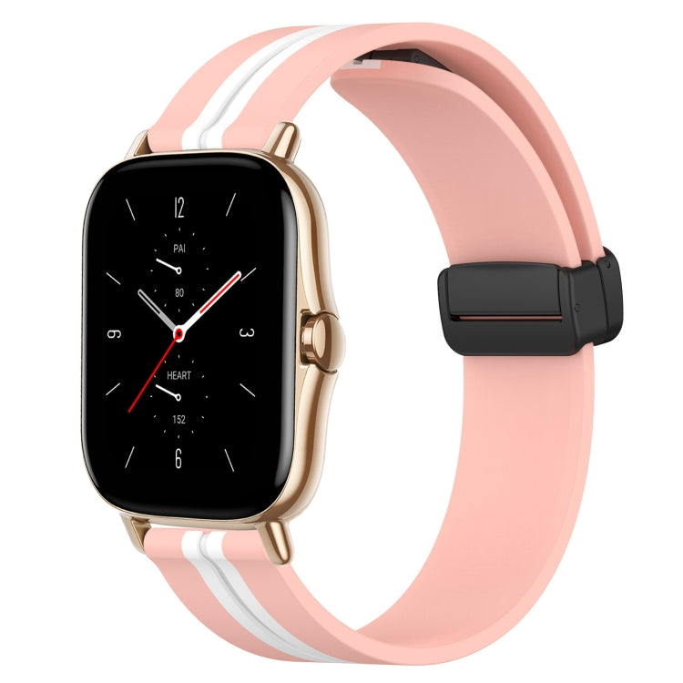 For Amazfit GTS 2 20mm Folding Magnetic Clasp Silicone Watch Band(Pink+White) - free shipping - PMC TechLife - Order now!