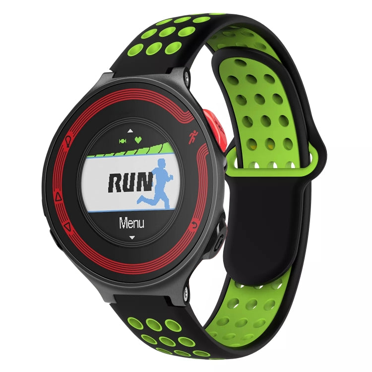 For Garmin Forerunner 220 Two-Color Punched Breathable Silicone Watch Band(Black+Green) - free shipping - PMC TechLife - Order now!