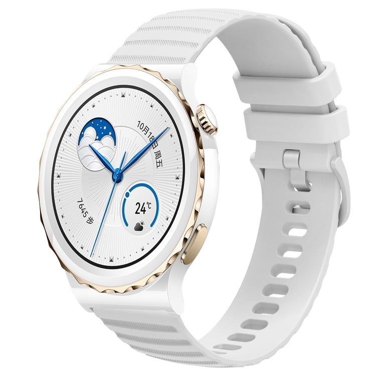 For Huawei Watch GT3 Pro 43mm 20mm Wavy Dot Pattern Solid Color Silicone Watch Band(White) - free shipping - PMC TechLife - Order now!