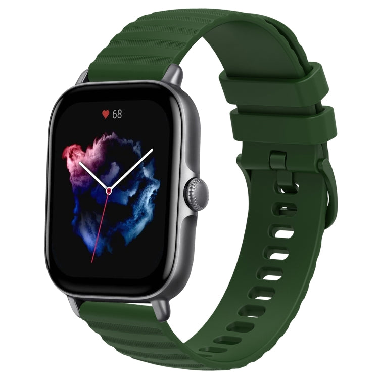 For Amazfit GTS 3 20mm Wavy Dot Pattern Solid Color Silicone Watch Band(Army Green) - free shipping - PMC TechLife - Order now!