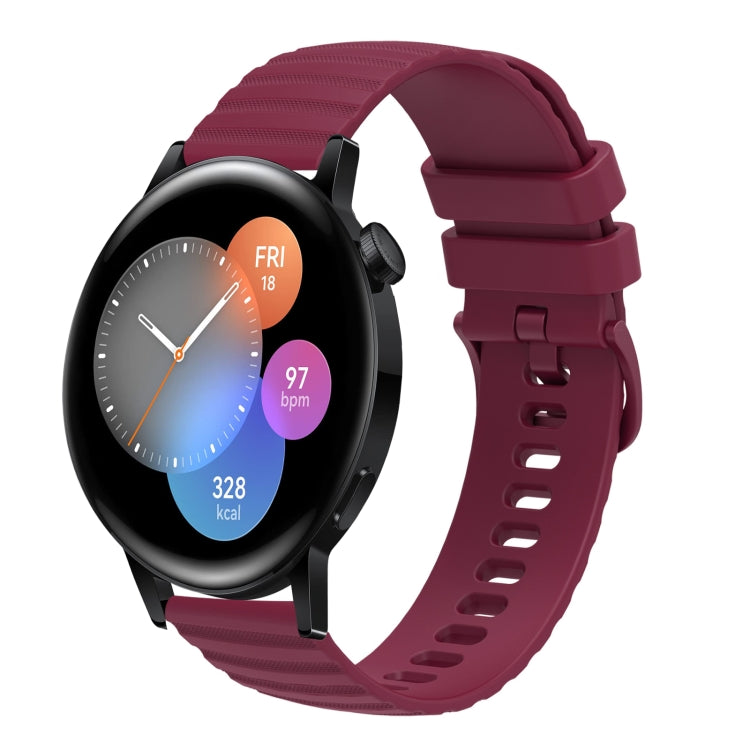 For Huawei Watch GT3 46mm 22mm Wavy Dot Pattern Solid Color Silicone Watch Band(Wine Red) - free shipping - PMC TechLife - Order now!
