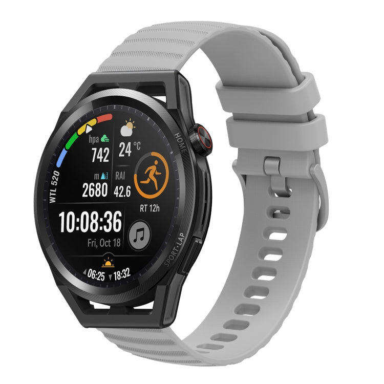 For Huawei Watch GT Runner 22mm Wavy Dot Pattern Solid Color Silicone Watch Band(Grey) - free shipping - PMC TechLife - Order now!