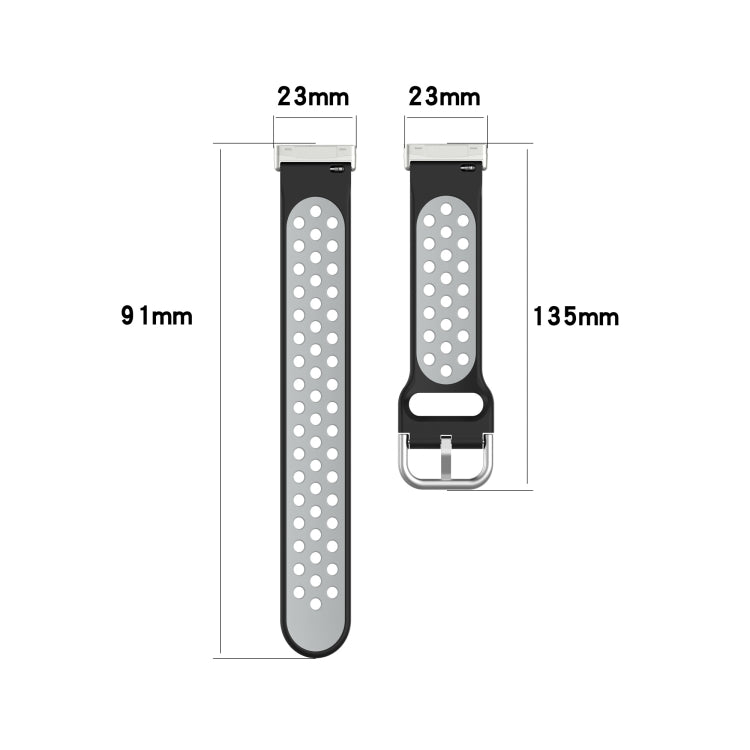 For Fitbit Versa 3 Two-Color Perforated Breathable Silicone Watch Band(Purple+Lime) - free shipping - PMC TechLife - Order now!