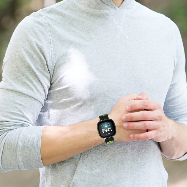 For Fitbit Versa 3 Two-Color Perforated Breathable Silicone Watch Band(Grey+Teal) - free shipping - PMC TechLife - Order now!