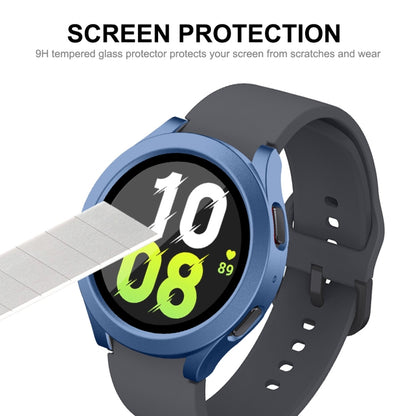 For Samsung Galaxy Watch4/5 40mm ENKAY Hat-Prince Waterproof Full Coverage PC Frame + 9H Tempered Glass Case(Bright Silver) - Watch Cases by ENKAY | Online Shopping South Africa | PMC Jewellery | Buy Now Pay Later Mobicred