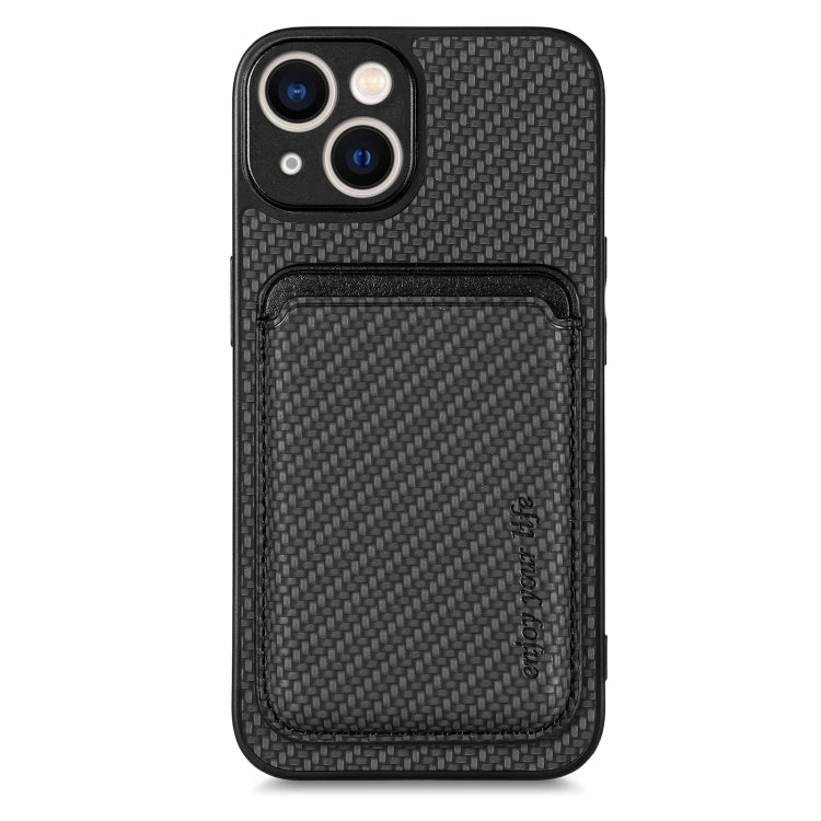 For iPhone 14 Plus Carbon Fiber Leather Card Magsafe Magnetic Phone Case(Black) - free shipping - PMC TechLife - Order now!
