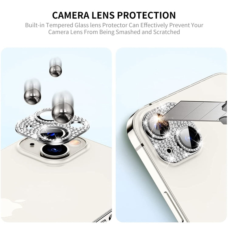 For iPhone 14 / 14 Plus ENKAY Hat-Prince Blink Diamond Camera Lens Aluminium Alloy Tempered Glass Film(Colorful) - iPhone 14 Tempered Glass by ENKAY | Online Shopping South Africa | PMC Jewellery