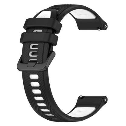 For Garmin Forerunner 265S 18mm Sports Two-Color Silicone Watch Band(Black+White) - Smart Wear by PMC Jewellery | Online Shopping South Africa | PMC Jewellery