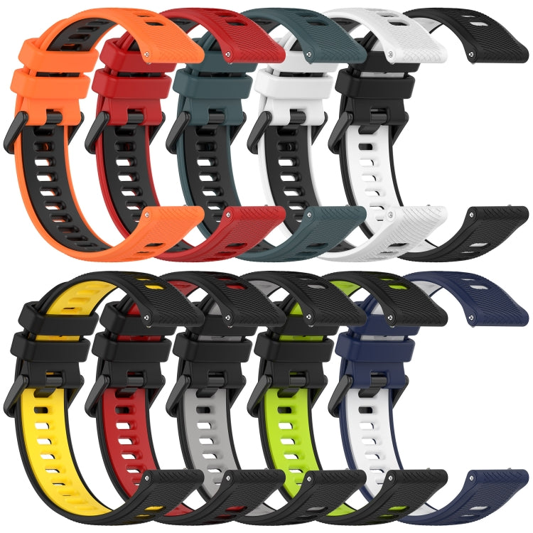 For Garmin Forerunner 255S 18mm Sports Two-Color Silicone Watch Band(Black+Yellow) - Smart Wear by PMC Jewellery | Online Shopping South Africa | PMC Jewellery