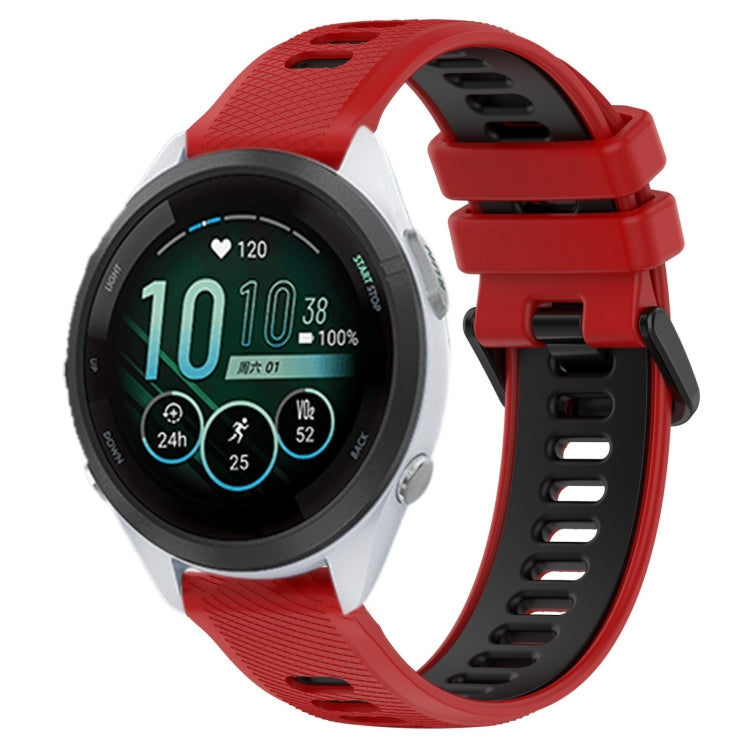 For Garmin Forerunner 265S Music 18mm Sports Two-Color Silicone Watch Band(Red+Black) - Smart Wear by PMC Jewellery | Online Shopping South Africa | PMC Jewellery