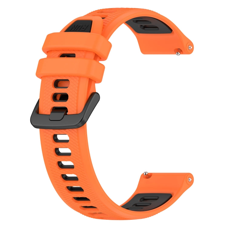 For Garmin Forerunner 255S 18mm Sports Two-Color Silicone Watch Band(Orange+Black) - Smart Wear by PMC Jewellery | Online Shopping South Africa | PMC Jewellery