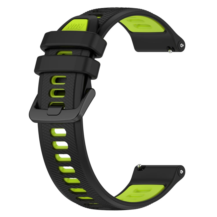 For Garmin Forerunner 255S Music 18mm Sports Two-Color Silicone Watch Band(Black+Green) - Smart Wear by PMC Jewellery | Online Shopping South Africa | PMC Jewellery