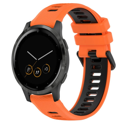 For Garmin Vivoactive 4S 18mm Sports Two-Color Silicone Watch Band(Orange+Black) - Smart Wear by PMC Jewellery | Online Shopping South Africa | PMC Jewellery