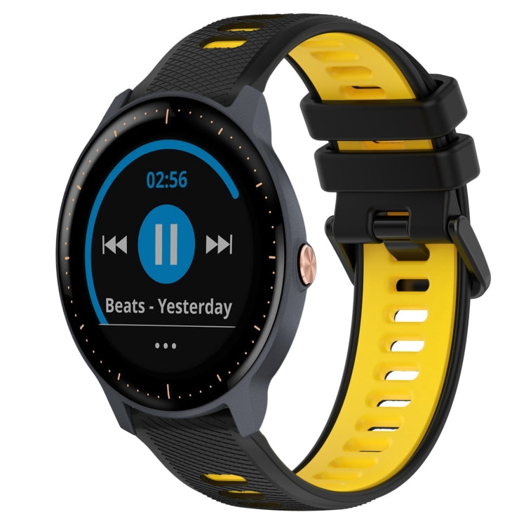 For Garmin Vivoactive3 Music 20mm Sports Two-Color Silicone Watch Band(Black+Yellow) - Smart Wear by PMC Jewellery | Online Shopping South Africa | PMC Jewellery