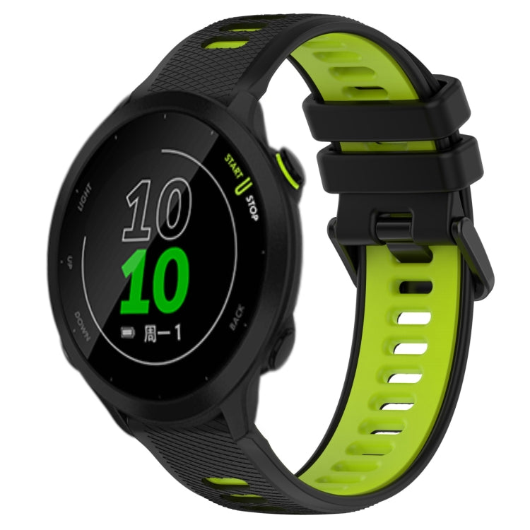 For Garmin Forerunner 158 20mm Sports Two-Color Silicone Watch Band(Black+Green) - Smart Wear by PMC Jewellery | Online Shopping South Africa | PMC Jewellery