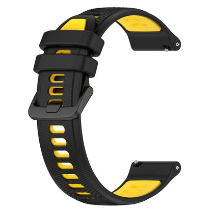 For Garmin Forerunner 245 20mm Sports Two-Color Silicone Watch Band(Black+Yellow) - Smart Wear by PMC Jewellery | Online Shopping South Africa | PMC Jewellery