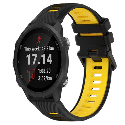 For Garmin Forerunner 245 Music 20mm Sports Two-Color Silicone Watch Band(Black+Yellow) - Smart Wear by PMC Jewellery | Online Shopping South Africa | PMC Jewellery