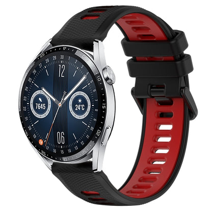 For Huawei Watch GT3 42mm 20mm Sports Two-Color Silicone Watch Band(Black+Red) - Smart Wear by PMC Jewellery | Online Shopping South Africa | PMC Jewellery
