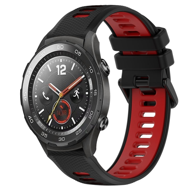 For Huawei Watch 2 20mm Sports Two-Color Silicone Watch Band(Black+Red) - Smart Wear by PMC Jewellery | Online Shopping South Africa | PMC Jewellery