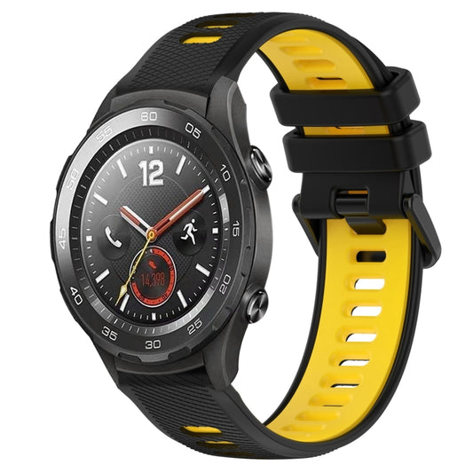 For Huawei Watch 2 20mm Sports Two-Color Silicone Watch Band(Black+Yellow) - Smart Wear by PMC Jewellery | Online Shopping South Africa | PMC Jewellery
