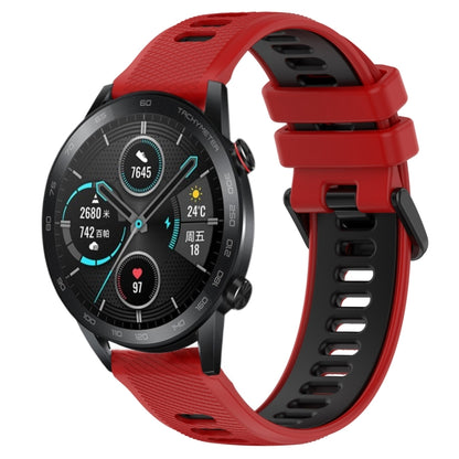 For Honor Magic Watch2 42mm 20mm Sports Two-Color Silicone Watch Band(Red+Black) - Smart Wear by PMC Jewellery | Online Shopping South Africa | PMC Jewellery