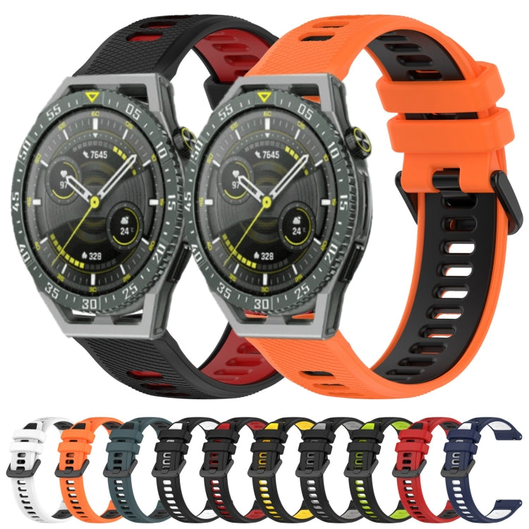For Huawei Watch GT Runner 22mm Sports Two-Color Silicone Watch Band(Orange+Black) - Smart Wear by PMC Jewellery | Online Shopping South Africa | PMC Jewellery