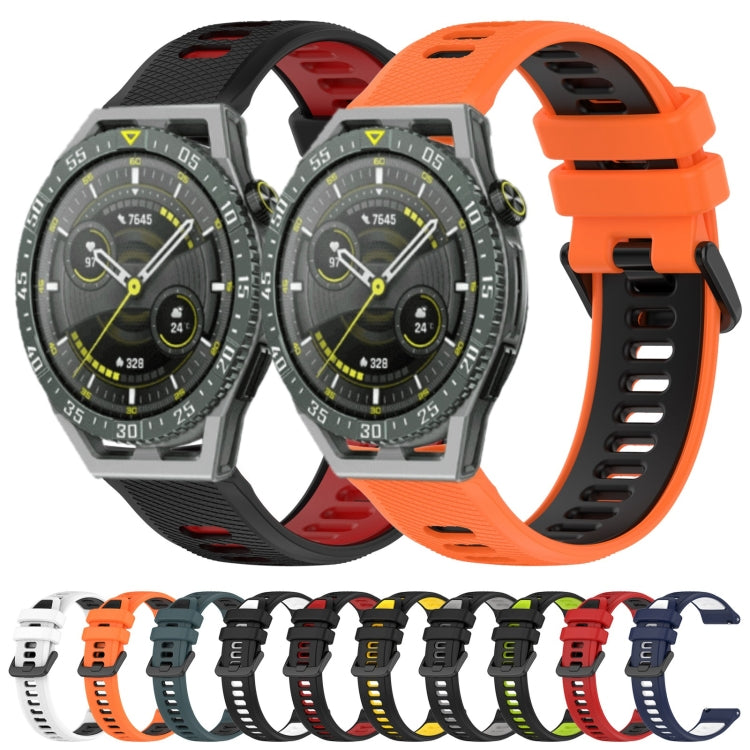 For Huawei Watch GT 2E 22mm Sports Two-Color Silicone Watch Band(Black+Green) - Watch Bands by PMC Jewellery | Online Shopping South Africa | PMC Jewellery