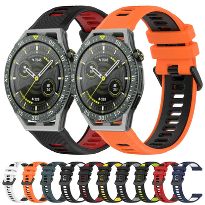 For Huawei Watch GT3 46mm 22mm Sports Two-Color Silicone Watch Band(Black+Yellow) - Smart Wear by PMC Jewellery | Online Shopping South Africa | PMC Jewellery