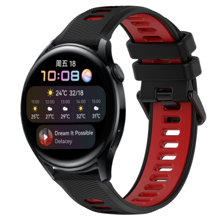 For Huawei Watch 3 22mm Sports Two-Color Silicone Watch Band(Black+Red) - Smart Wear by PMC Jewellery | Online Shopping South Africa | PMC Jewellery