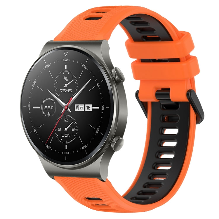 For Huawei GT2 Pro 22mm Sports Two-Color Silicone Watch Band(Orange+Black) - Smart Wear by PMC Jewellery | Online Shopping South Africa | PMC Jewellery