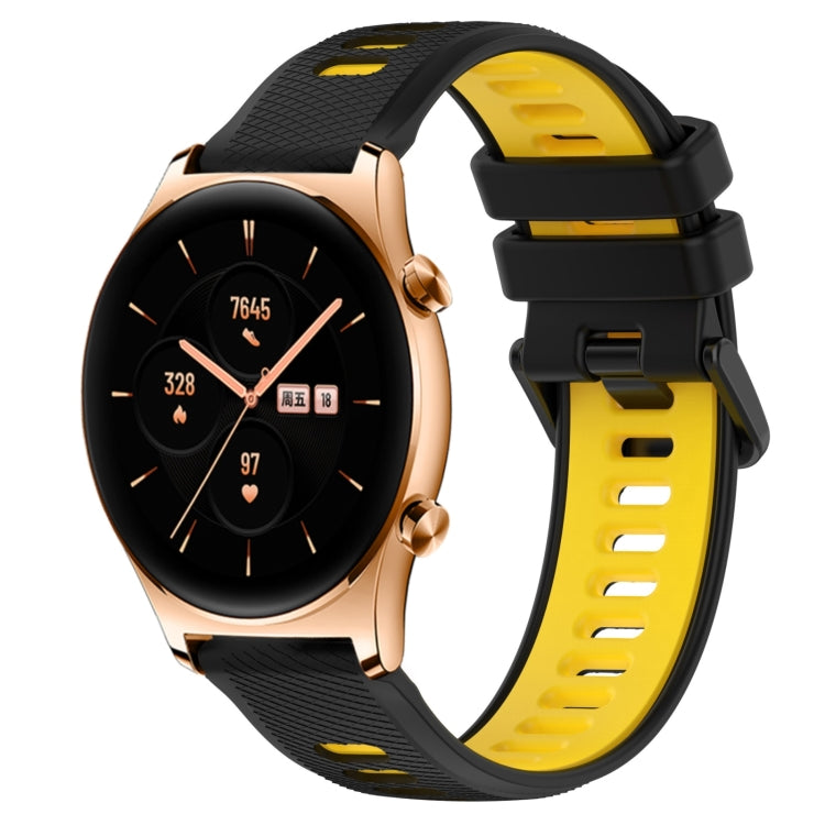 For Honor Watch GS 3 22mm Sports Two-Color Silicone Watch Band(Black+Yellow) - Smart Wear by PMC Jewellery | Online Shopping South Africa | PMC Jewellery