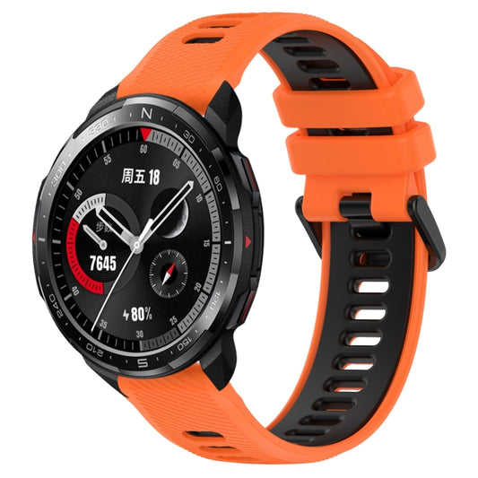 For Honor Watch GS Pro 22mm Sports Two-Color Silicone Watch Band(Orange+Black) - Smart Wear by PMC Jewellery | Online Shopping South Africa | PMC Jewellery