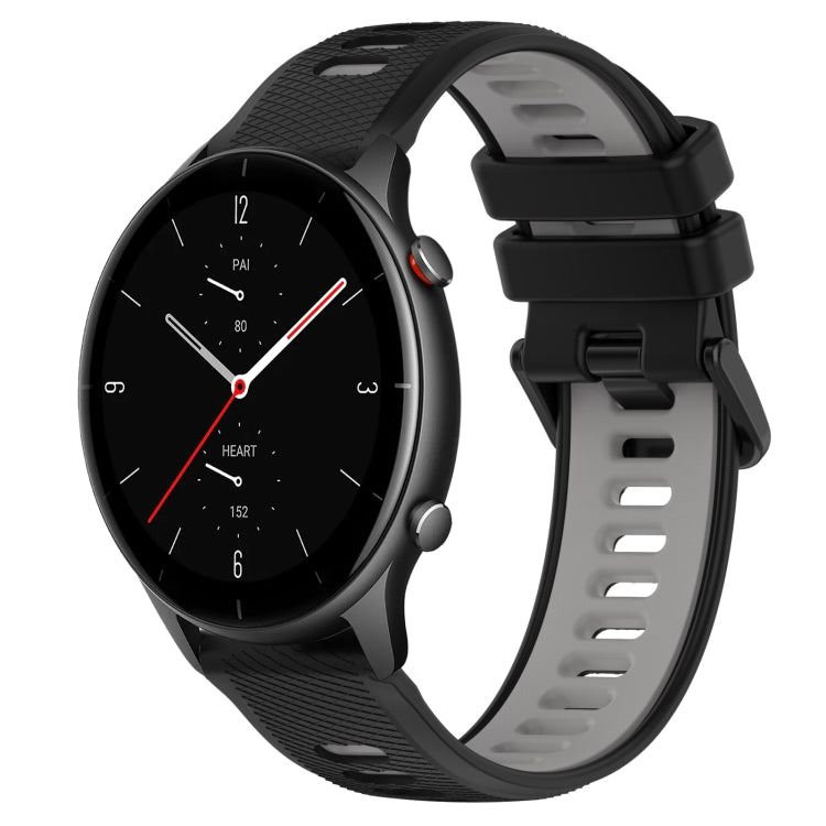 For Amazfit GTR 2e 22MM Sports Two-Color Silicone Watch Band(Black+Grey) - Smart Wear by PMC Jewellery | Online Shopping South Africa | PMC Jewellery