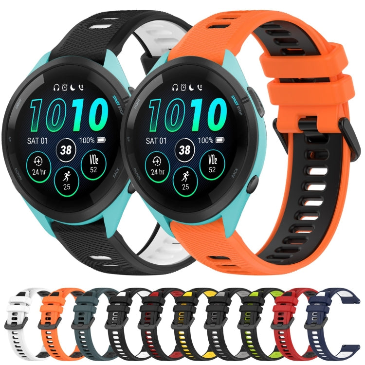 For Garmin Forerunner 255 22mm Sports Two-Color Silicone Watch Band(Black+Green) - Smart Wear by PMC Jewellery | Online Shopping South Africa | PMC Jewellery