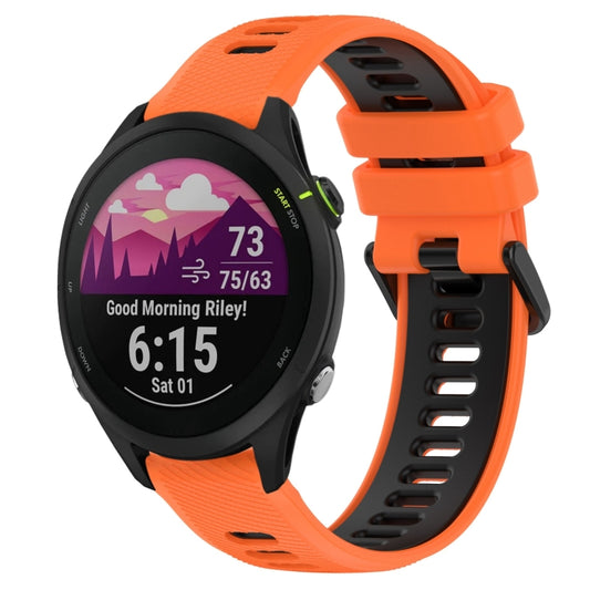 For Garmin Forerunner 255 22mm Sports Two-Color Silicone Watch Band(Orange+Black) - Smart Wear by PMC Jewellery | Online Shopping South Africa | PMC Jewellery