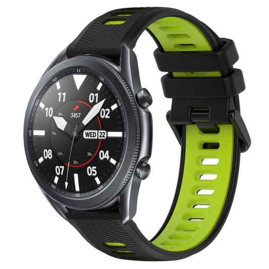 For Samsung Galaxy Watch3 45mm 22mm Sports Two-Color Silicone Watch Band(Black+Green) - Smart Wear by PMC Jewellery | Online Shopping South Africa | PMC Jewellery